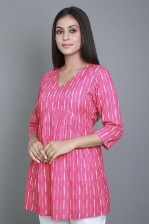 Darkpink White Light pink Short Kurti
